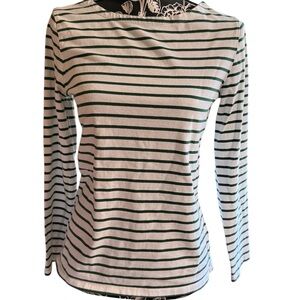 Lily Coco Green White Striped Long Sleeve Tee Size S Casual Basic